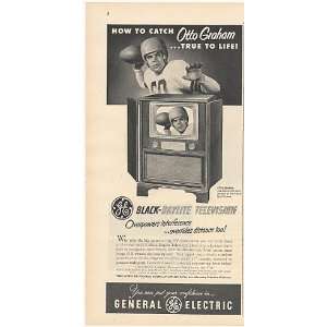  1951 Browns Otto Graham Photo GE Black Daylite TV Print Ad 
