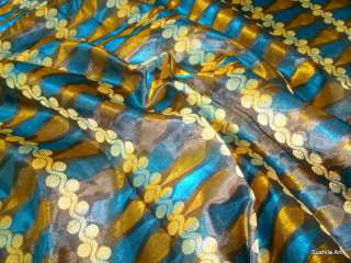 Multi Color Indian Art Silk Sari Curtain Drape Fabric Rich Pallu 
