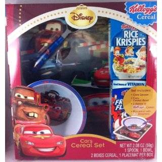 Disney Cars Cereal Set, Includes: Spoon, Bowl, Kelloggs Cereal and 