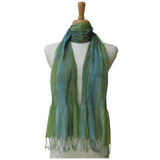 Blue and Green Silk and Cotton Scarf   Fair Trade Winds Scarves 