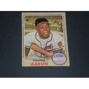 Tommie Aaron Signed 1968 Topps Card #394 JSA (d.1984)