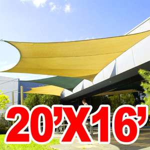   x16 Deluxe Rectangel Square Outdoor Sun Sail Shade Sand Canopy Cover
