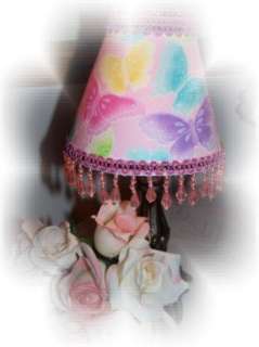   Sparkly Glitter Pink BUTTERFLIES Beaded Sweet Girly GIRLS LAMP SHADE