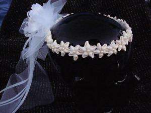 Beach theme wedding sea shell flower bridal halo hair  