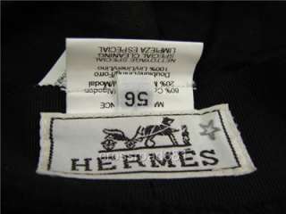 100% Authentic Pre owned Hermes Black Cotton Hat Size 56 Excellent 