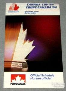 1984 Petro Canada Canada Cup Hockey Schedule  