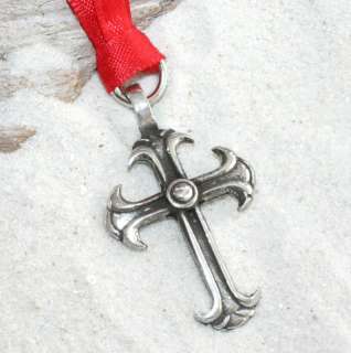 Pewter CHRISTIAN CROSS GOTH Christmas ORNAMENT Holiday  