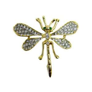   Pin   Gold plated CZ Crystal Small Dragonfly Lapel Pin Toys & Games