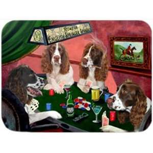 English Springer Spaniel Large Tempered Cutting Board 4 Dogs Playing 