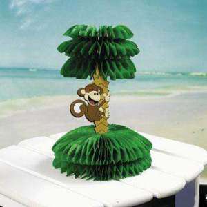 Tissue PALM TREE with MONKEY CENTERPIECE Tropical Luau Party Tale 
