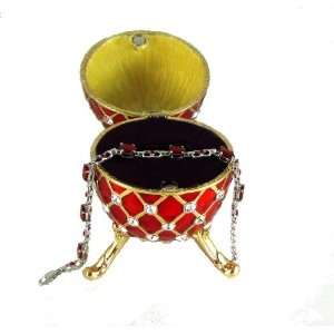   Red Faberge Egg set with Swarovski Crystals and 24K G Jewelry
