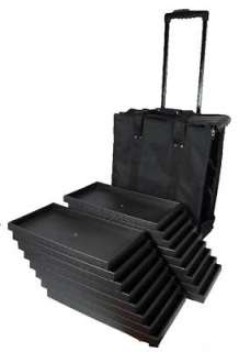 17 TRAY JEWELRY DISPLAY CARRYING CASE ROLLING W/TRAYS  