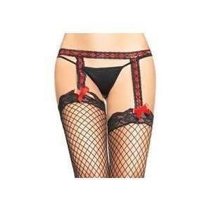   Red Bow Thigh Highs Garter Belt Gothic Burlesque Vamp 