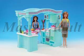   Integrated Kitchen Set Stove, Oven, Basin,Cooking Utensils for Barbie