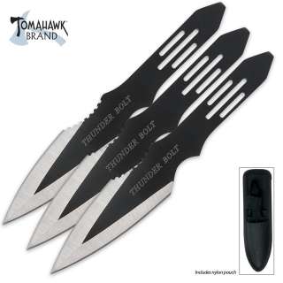 Steel Throwing Knives   Black Thunder Bolt 3 Knife Set  