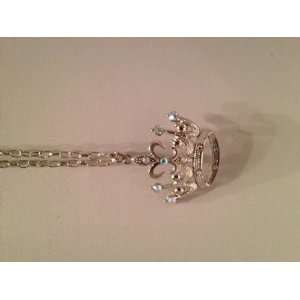 Crown Necklace Fleur De Lis Princess Charm Crystal Rhinestone Fashion 