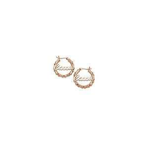   Gold Plate Name Bamboo Hoop Earrings (4 9 Letters) 18k fashion jewelry