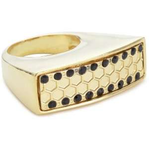 Belle Noel Honey Hexagon Gold Plated Ring, Size 6
