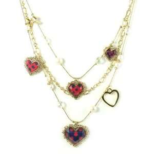 Betsey Johnson Jewelry Polka Dot Heart Layer Necklace
