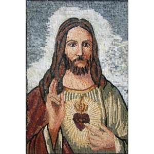  24x36 Jesus Icon Marble Mosaic Stone Art Tile