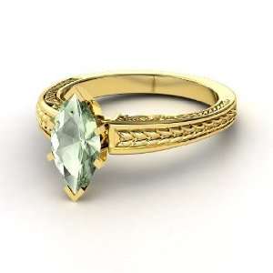   Ceres Ring, Marquise Green Amethyst 14K Yellow Gold Ring Jewelry