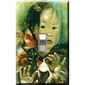   Girl with Fish Decorative Single Light Switchplate Cover: Everything