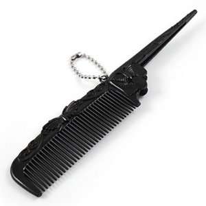  Black Plastic Carved Butterfly Tapering Handle Hair Comb Beauty