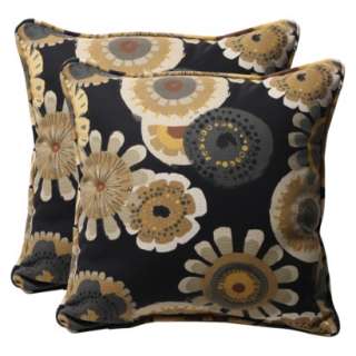 Outdoor 2 Piece Square Toss Pillow Set   Black/Yellow Floral 18.Opens 