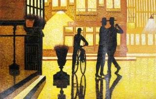 Sunset Waltz on the Street 24x36 2x3 1950s Zoot Suit Oil Painting on 