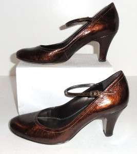Tahari Women Brown Leather Mary Jane Pump Heels Size 8 M  