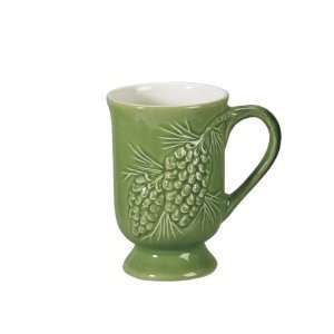 Andrea By Sadek Green Pine Cone Irish Coffee Mugs (set Of 