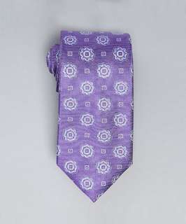 Alara purple stripe and medallion pattern silk tie