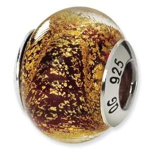  Sterling Silver Gold & Red Italian Murano Bead Jewelry
