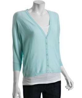 CeCe freshwater blue cotton batwing cropped cardigan   up to 