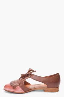 Jeffrey Campbell Brown Leather Open Flats for women  