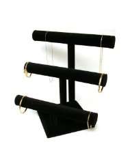 Tier Black Velvet T Bar Bracelet & Necklace Jewelry Display Stands