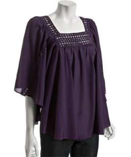Daniel Rainn raisin purple crochet peasant blouse  BLUEFLY up to 70% 