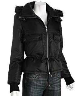 DKNY black hooded down bomber jacket   