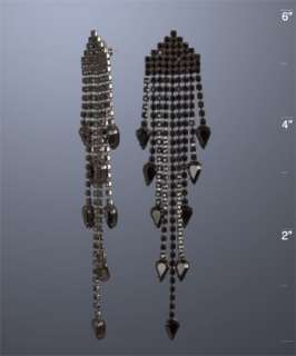 Elizabeth Cole black crystal pear drop chandelier earrings   