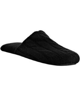 Kashmere black cashmere cable knit detail slippers   