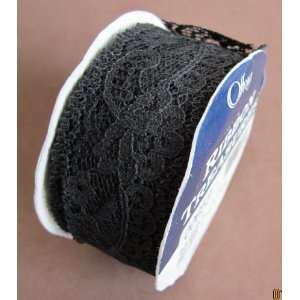  Offray Ribbon Treasures Black Lace Trim   12 Feet X 1 1/2 