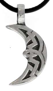 CELTIC MOON Silver Pewter Pendant Leather CORD Surfer  