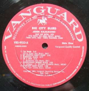 JOHN HAMMOND Big City Blues ORIGINAL MONO LP ~ DEEP GROOVE ~ WILD 