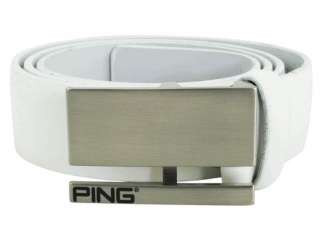 NEW PING GOLF PLATE BUCKLE WHITE LEATHER BELT 35MM SIZE  