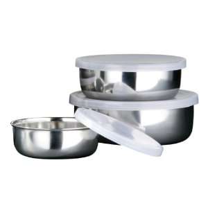  Premier Housewares Set Of 3 Stainless Steel Storaeg Bowls 