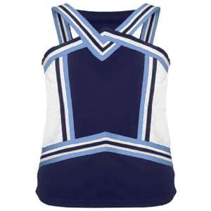   Cheerleaders Uniform Shells 744 NAVY/WHITE/COLUMBIA BLUE GIRLS XS