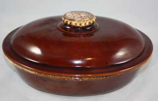 Hull H.P. Co. Oven Proof U.S.A. Covered Oval Casserole Brown Mirror 