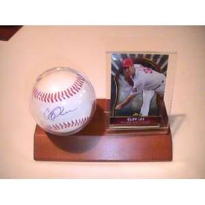   Autographed Baseball & Wood Case Plus Card Coa