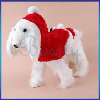   Dog Doggie Puppy Santa Christmas Dress Hoodie Hooded Coat Clothes S