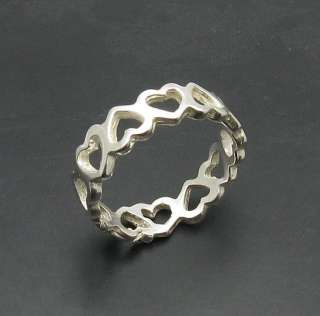 STERLING SILVER RING BAND HEARTS 925 NEW SIZE 4   9  